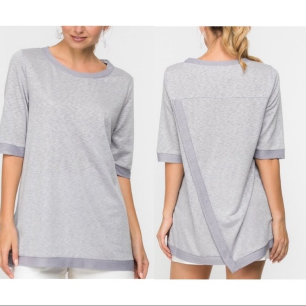 Grey Elbow Sleeve Top